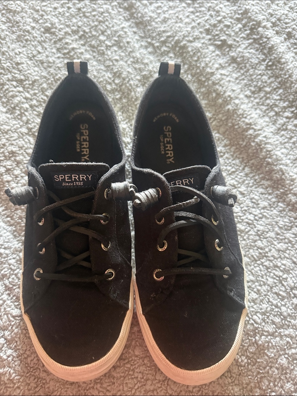 Sperry Black Canvas Sneakers with White Soles